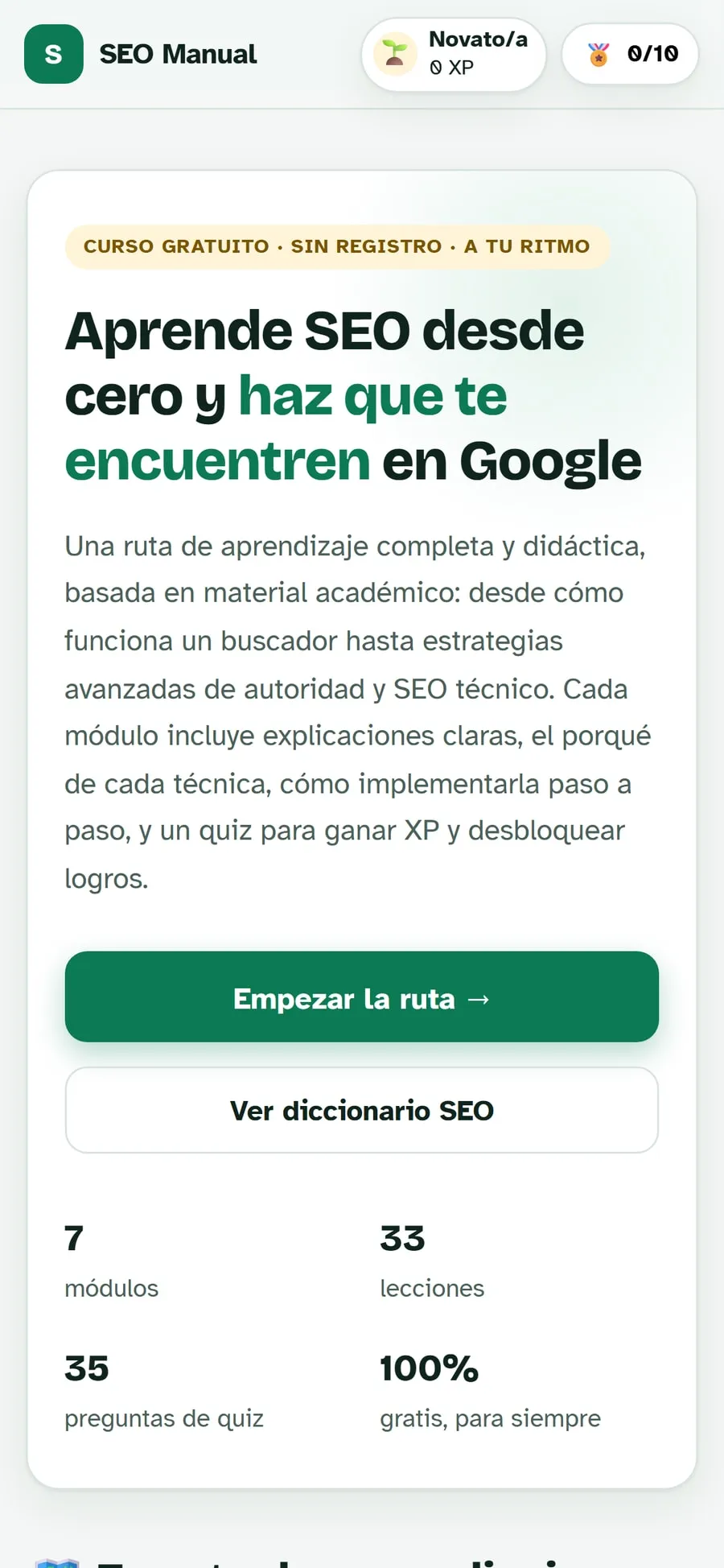 Portada de SEO Manual en móvil